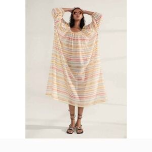 BNWT Zara Multicolor Oversized Puff Sleeve  Sundress Small Boho